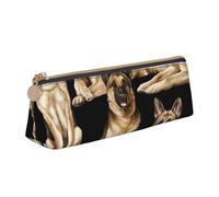 German Shepherd Print Triangle Pencil Case Large-Capacity Stationery Organizer Stylish Pens Pouch