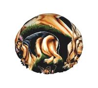 German Shepherd Printed Double Layer Lined Shower Cap,Shower Caps For Women Reusable