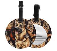 German Shepherd Printed Luggage Tags for Suitcases PU Leather Travel Tags Bag Tags Privacy Protection Travel Essentials Black
