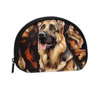 German shepherd Printed Mini Coin Pouch, Shell Shape Zip Around Wallet, Small Zipper Pouch for Cash, Cards, Keys, Lipstick, Storage Pouch, Travel Organizer