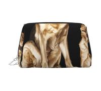 German Shepherd Printed Small Makeup Bag Portable Leather Make up Bag Travel Cosmetic Bags Organizer for Women, Silver Zipper