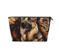 German Shepherd Printed Travel Cosmetic Bags with Silver Zipper Makeup Organizer Cosmetic Case Toiletry Bag for Women Mom Girls