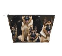 German Shepherd Printing Trapezoid Makeup Bag for Women Girl Large Capacity Portable Travel Cosmetic Bag Makeup Pouch Organizer