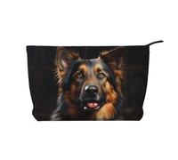 German Shepherd Prints Corduroy cosmetic bag for cosmetics storage with zipper closure for travel, camping, and daily use