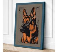 German Shepherd Profile Canvas Wall Art Print 18x12 Inch (46 x 30 cm)
