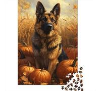 German Shepherd Pumpkin Patch__dup1 Puzzle 1000 Pieces, Pet Theme Table Game for Cozy Indoor Days 38x26cm/1000pcs