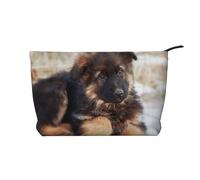 German Shepherd Puppies Print, Cosmetic Bag Corduroy Makeup Bag Portable Travel Toiletry Bag