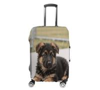German Shepherd Puppies Travel Luggage Cover Stretchable Airplane Suitcase Protector Sleeve Universal Washable Fit for 19-32 Inch Checked Baggage,Water Resistant Durable Luggage Protector X-Large