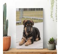 German Shepherd Puppies Wall Art for Living Room Modern Canvas Framed Prints Paintings Artwork for Walls, Minimalist Abstract Art Pictures for Hallway, Office Wall Decor 16x24inch(40x60cm)