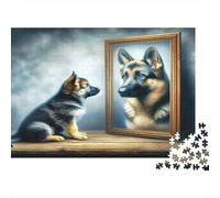 German Shepherd Puppy 1000 Pieces Thick Cardboard Jigsaw Puzzle Adult Jigsaws Hard Challenging Game 38x26cm/1000pcs