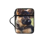 German Shepherd Puppy Bible Cover for Women - Stylish Large Bible Case for Men, Multi-Functional Carrying Book Cover Church Bag with Handle and Zipper Pocket - Bible Bag Christian Gifts