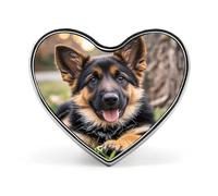 German Shepherd Puppy Button Pin Heart Shape Alloy Lapel Pins Badges Novelty Funny Enamel Pins Personalized Pinback Button Badges Cute Heart Brooche for Jackets Bags