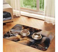 German Shepherd Puppy Dog Food Mats for Floors, 12x18 Inch Non-Slip Super Absorbent Pet Food Mat, Dishwasher Dog Mat for Food and Water, Cute Quick Dry Pet Feeding Mat for Dogs Puppy Cats