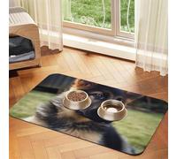 German Shepherd Puppy Dog Food Mats for Floors, 16x24 Inch Non-Slip Super Absorbent Pet Food Mat, Dishwasher Dog Mat for Food and Water, Cute Rubber Quick Dry Pet Feeding Mat for Dogs Puppy Cats