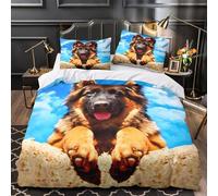 German Shepherd Puppy Duvet Cover 3D Design Printed Wrinkle-Resistant 3 Pieces Bedding Set Zipper Comforter Cover Super Soft All Season for Teens Kids Girls Boys Women Adults Super king（260x220cm）