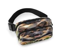 German Shepherd Puppy Fanny Pack Belt Bag with Adjustable Strap Fashion Waist Bag for Outdoor Sports Hiking, white, 20x13cm, Full Printed Waist Bag