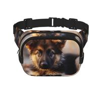 German Shepherd Puppy Fanny Pack For Women Waterproof Adjustable Belt Bags Waist Pack Fashion Casual Crossbody Bags Bum Bag For Running Workout Hiking Traveling, Black, One Size