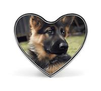 German Shepherd Puppy Heart Shape Lapel Pin Personalized Pinback Button Badges Retro Punk Button Pin Kawaii Heart Badges for Men Women Clothes Bags Hats & Gift