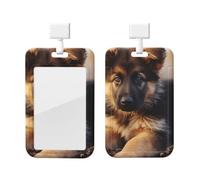 German Shepherd Puppy Id Badge Holder with Lanyard Waterproof Key Card Holder Case Vertical Id Card Protector with Clear Id Window Breakaway Name Tags for Women Men Work Office Doctor Nurse