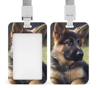 German Shepherd Puppy ID Badge Holder with Vertical Card Badge Holder Waterproof Plastic Card Sleeve Badges Protector Case Name Tag ID Card Holder for Office Doctor Nurse Teachers