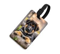 German Shepherd Puppy Luggage Tag Travel Essentials TPU Bag Tag Personalized Luggage Tags Holder Name Id Identifiers Card with Black Lanyard for Suitcase Backpack Toolbox, Black, One Size, Luggage Tag