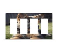 German Shepherd Puppy Outlet Cover Exquisite Durable Decorative Wall Plate Premium Polycarbonate Thermoplastic 4-Gang Faceplate Covers Fashion Hidden Screw Light Switch Cover