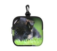 German Shepherd Puppy Pets Lawn Bokeh Dogs, Square Zipper Storage Bag, Neoprene Coin Purse, Small Wallets, Change Pouch, Change Purse