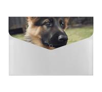 German Shepherd Puppy Plastic Envelopes Poly Envelopes Folders for Documents with Snap Closure Reusable File Bags for Home Work Office Organization A4 Size