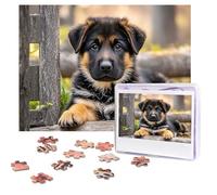 German Shepherd Puppy Puzzles 500 Pieces Personalized Jigsaw Puzzles with storage bag Photos Puzzle for Adults Challenging Picture Puzzle for Men Women Home Decor (52x38 CM)