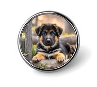 German Shepherd Puppy Round Badge Personalized Metal Lapel Pin Badges Fit Clothing Bags Hat Humorous Printed Brooch Badge Party Decorations Accessories for Men Women