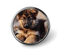 German Shepherd Puppy Round Lapel Pins for Men Women Metal Button Pin Fashion Personalized Brooch Pins for Men Suits Cute Brooch Badge for Backpack Clothing Hat Bag Decoration