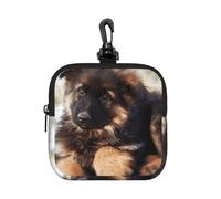 German Shepherd Puppy, Square Zipper Storage Bag, Neoprene Coin Purse, Small Wallets, Change Pouch, Change Purse