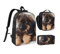 German Shepherd Puppy,Student Backpack,Lunch Bag,Pencil Case 3 Piece Set