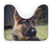 German Shepherd Puppy Toilet Rugs U Shaped Washable, Extra-Soft Plush Bath Mat 20 X 16 Inch Non Slip Toilet Floor Mat Quick Dry Super Absorbent Bathroom Rugs Microfiber Toilet Carpet