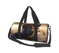 German Shepherd Puppy Travel Duffle Bag Carry On Weekender Overnight Bag Sport Gym Bag for Women Men Foldable Travel Duffle Round Duffle Bag for Travel Sports Gym, Black, One Size