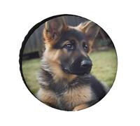 German Shepherd Puppy Universal Waterproof Trailer Tire Cover, Custom Trailer Wheel Cover, for Trailers, Trucks, RVs, Off-Road, 24-36 inches (