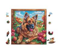 German Shepherd Puppy with Apples 100-piece Jigsaw Puzzle Bundle Family Puzzle Lovers Brain Training Mindful Activity Spring Rigid Cardboard 28x28cm