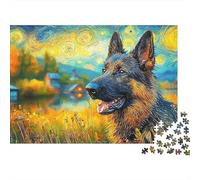 German Shepherd Puzzle 1000 Pieces Adults Teens Creative Mind Relax Hobby Strong Fit Durable Materials 70x50cm/1000pcs