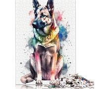 German Shepherd Puzzle 500 Pieces Jigsaws Wooden Puzzles for Adults Family Entertainment Toys 500pcs (52x38cm)