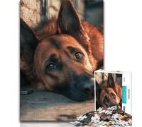 German Shepherd Puzzles for Adults Teens 1000 Pieces,Stress Reliever Staycation Kill Time with Matching Poster And Trivia Sheet (50x75cm)