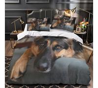 German Shepherd Quilt Cover 3D Design Printed Easy Care 3-Piece Bedding Set Zipper Pet Companion Comforter Cover Hotel Quality Anti-allergic for Teens Adults Women Kids Girls Boys Single（140x200cm）