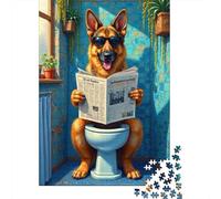 German Shepherd Reading 1000 Pieces Thick Cardboard Jigsaw Puzzle Couple Partners Brain Training Beautiful Decoration Gift Idea 70x50cm/1000pcs
