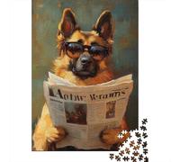 German Shepherd Reading Newspaper 1000 Piece Jigsaw Puzzle for Adults Paper Jigsaw Puzzle Game Relaxing Gift Home Decor 70x50cm/1000pcs