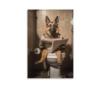 German Shepherd Reading Newspaper Bathroom Poster For Bedroom Kitchen Bathroom Living Room Office Decor 12x18inch(30x45cm) Unframe-style