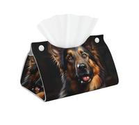 German Shepherd Rectangular Leather Tissue Box Cover, Folding Facial Tissue Holder Dispenser for Car