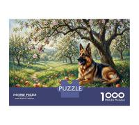 German Shepherd Recycled Paper Jigsaw Puzzle 1000 Piece Flower Orchard Memory Improvement Party Game 52x38cm/1000pcs