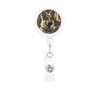 German Shepherd Retractable Badge Reel Holder with Clip and Keychain Name Badge Reel Funny Cute Badge Clips Id Card Badge Holder for Office Worker Doctor Nurse