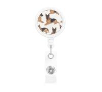 German Shepherd Retractable Badge Reel Holder with Clip and Keychain Name Badge Reel Funny Cute Badge Clips Id Card Badge Holder for Office Worker Doctor Nurse