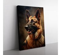 German Shepherd Romanticism Art Canvas Print for Living Room Bedroom Home Office Décor, Wall Art Picture Ready to Hang, 76x50 cm (30x20 Inch)