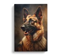 German Shepherd Romanticism Art Canvas Print for Living Room Bedroom Home Office Décor, Wall Art Picture Ready to Hang, 30x20 Inch (76x50 cm)